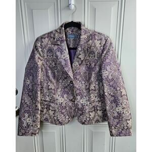 Koret Gorgeous Purple Tan Tapestry Brocade Blazer Fully Lined Size 10 P Chic